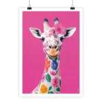 Affiche pink flower giraffe