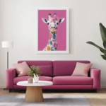 Affiche pink flower giraffe