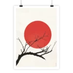 Affiche Soleil Rouge et Cerisier du japon