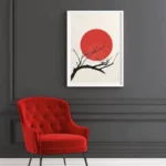 Affiche Soleil Rouge et Cerisier du japon