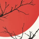 Affiche Soleil Rouge et Cerisier du japon