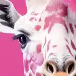 Affiche pink flower giraffe