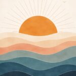 Tableau Coucher de Soleil Minimaliste avec des couleurs apaisantes.