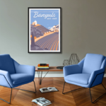 Banyuls-sur-Mer travel poster showing vibrant coastal scenery at La Salette.
