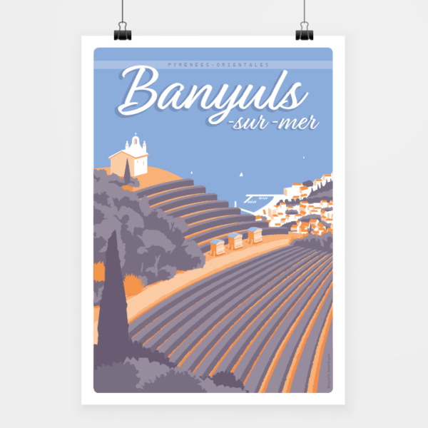 Affiche Banyuls-sur-Mer La Salette travel poster with vibrant colors.