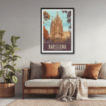 Décor avec l'affiche encadrée Barcelona Sagrada Família
